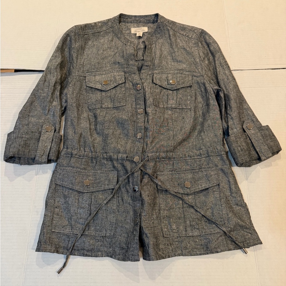 Charter Club Gray Button-Front Utility Top